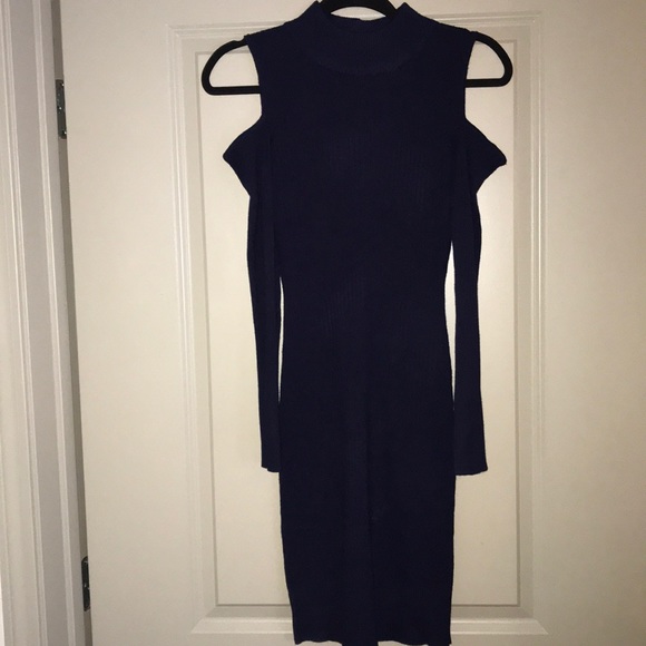Dark Blue Ribbed Dress - Picture 2 of 3